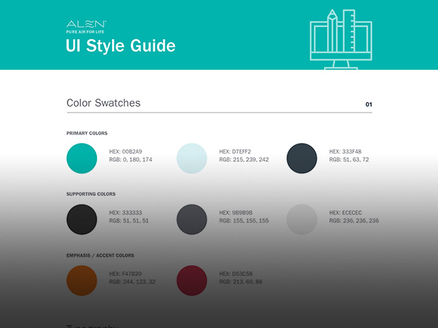 UI Styleguide for Alen Corp