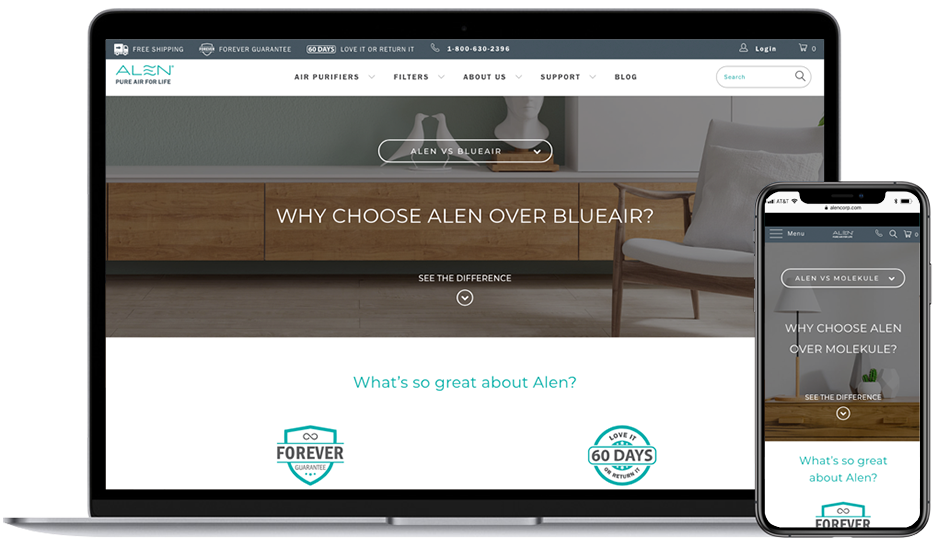 Forever Guarantee logo and responsive landing page